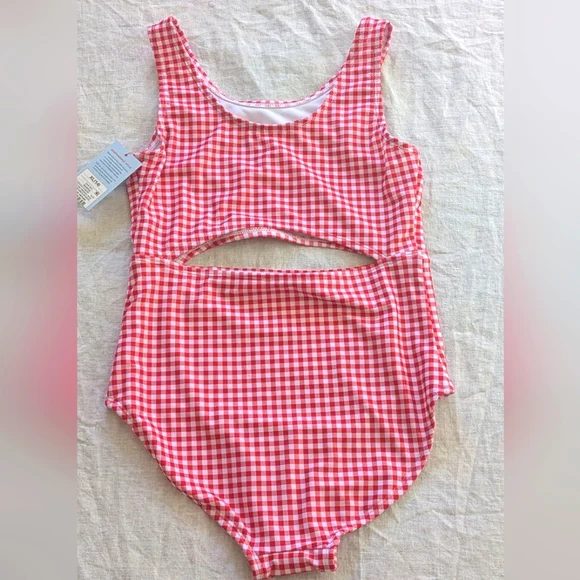 Girls Red Gingham Swimsuit - Picture 3 of 10